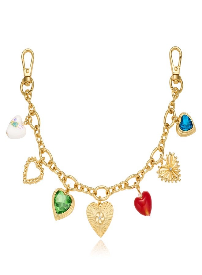 HolidayQbee Heart Pendant Keychain Elegant 14K Gold-Plated Keychain For Women With Heart Charms Bag Charm Keychains Accessories Charms Trendy Purse Charm Car Key Chain Jewelry - Image 1